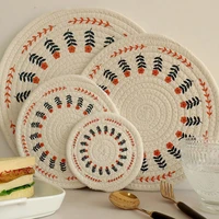 cotton round placemats gradient dining table mat nordic non slip napkin style bowl pads kitchen pad coaster home decoration