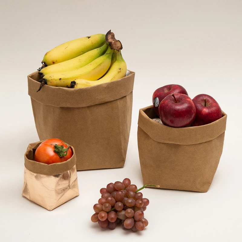 

Home Decoration Accessories Multi-function Washable Kraft Paper Bag Succulent Small Flower Makeup Brush Refrigerator Storage
