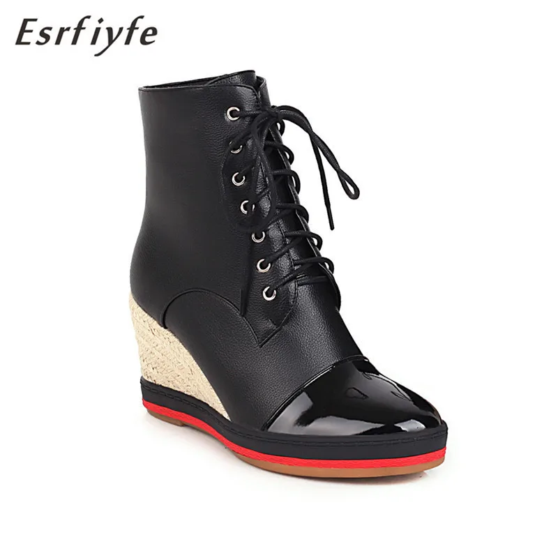 

Женские ботильоны из микрофибры на шнуровке, с круглым носком