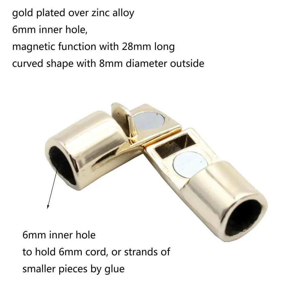 

Aaazee 3 Sets 6mm Diameter Gold Magnetic Clasp,Curved Shape, 28mm Long Metal Copper Jewelry Accessories