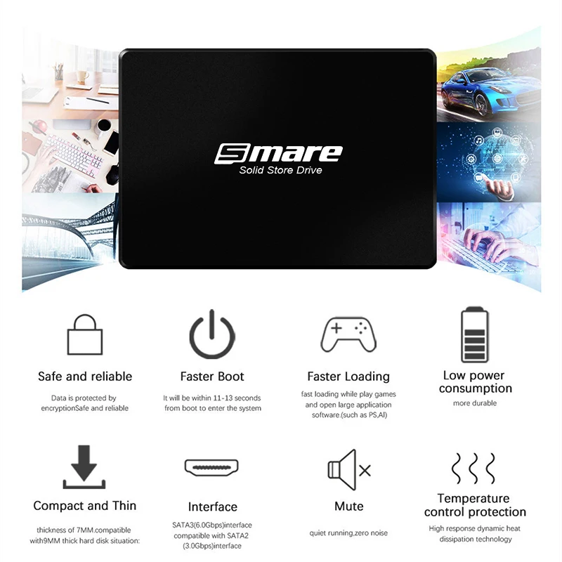 10PCS Smare Ssd 120GB 128GB 240GB 256GB 480GB 512GB 1TB Hdd 2.5 Hard Disk Disc 2.5 " Internal Solid State Drive Hard drive disk