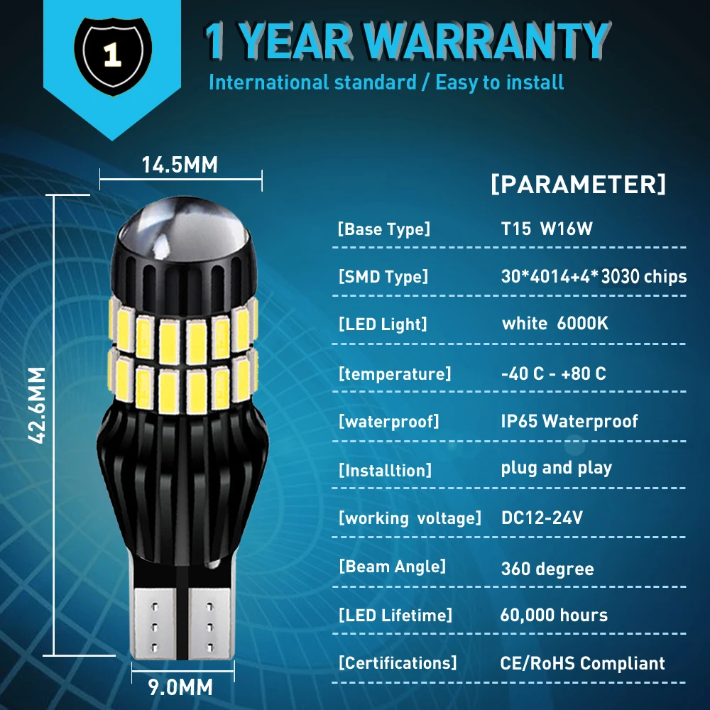 2x T15 W16W 921LED задний фонарь для Kia Rio K2 3 подлокотник Ceed Sportage Sorento Cerato Soul Picanto Optima K3 12V |