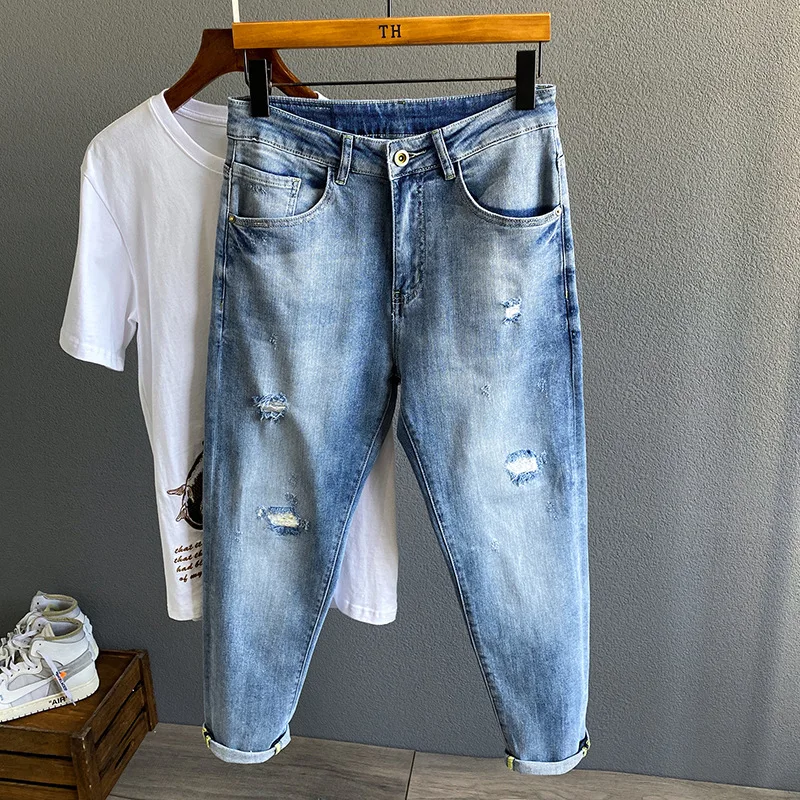 

Men's fashion spring new Korean casual loose straight 9-point pants