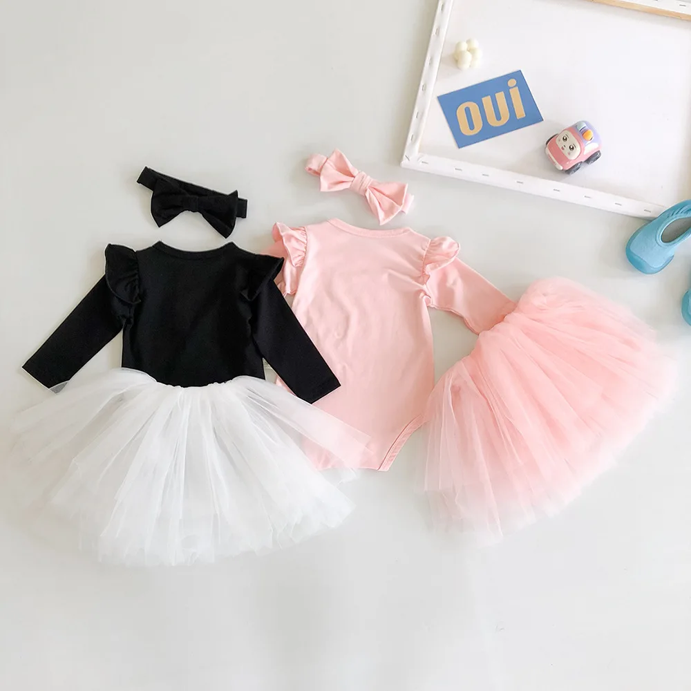 

Baby Girl Clothes Princess Baby Clothes Set Infant Baby Girls Outfit Romper +Tutu Skirt+ headband 1st Birthday Baby Clothing Set