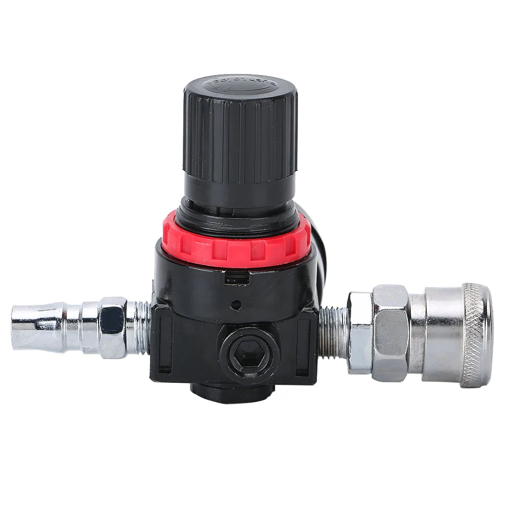 

1/4" Mini Air Regulator Valves Tool Metal Air Regulator 1/4" Threads Tail Pressure Gauge w/ Nozzle For Spray Gun
