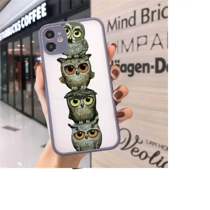 

Animal Owl art cool cute Phone Cases Matte For iPhone 12 Mini 11 Pro XR XS Max 7 8 Plus X Hard PC Back Cover