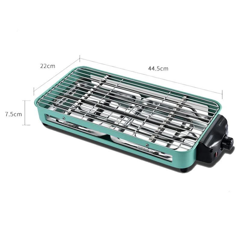 

Green Electric Barbecue Grill Smokeless Household Skewers Kitchen Indoor Multi-level Adjustment Temperature Grill BBQ ToolsLD716