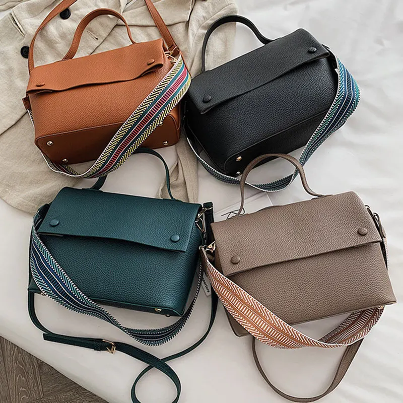 Новая повседневная Большая вместительная сумка на плечо с широким ремешком