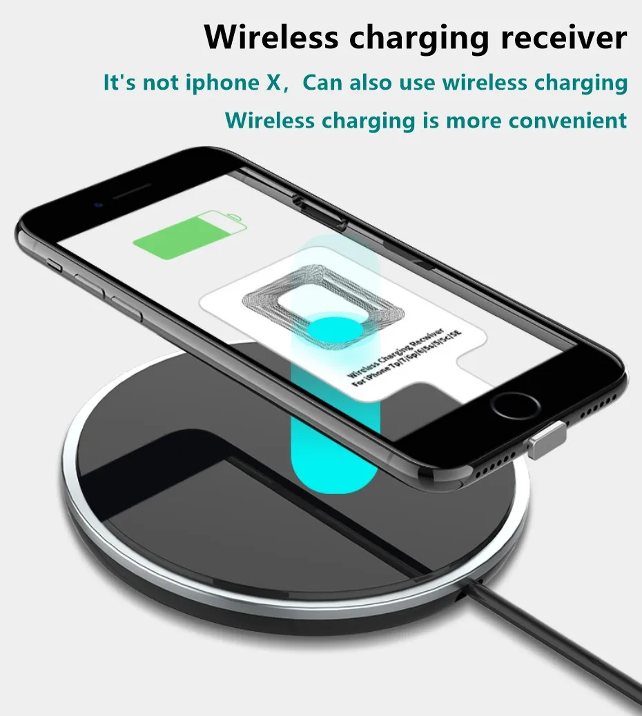 Беспроводной зарядный приемник QI стандарт Micro USB A B Type-C подходит для iPhone6S/7 Apple Samsung