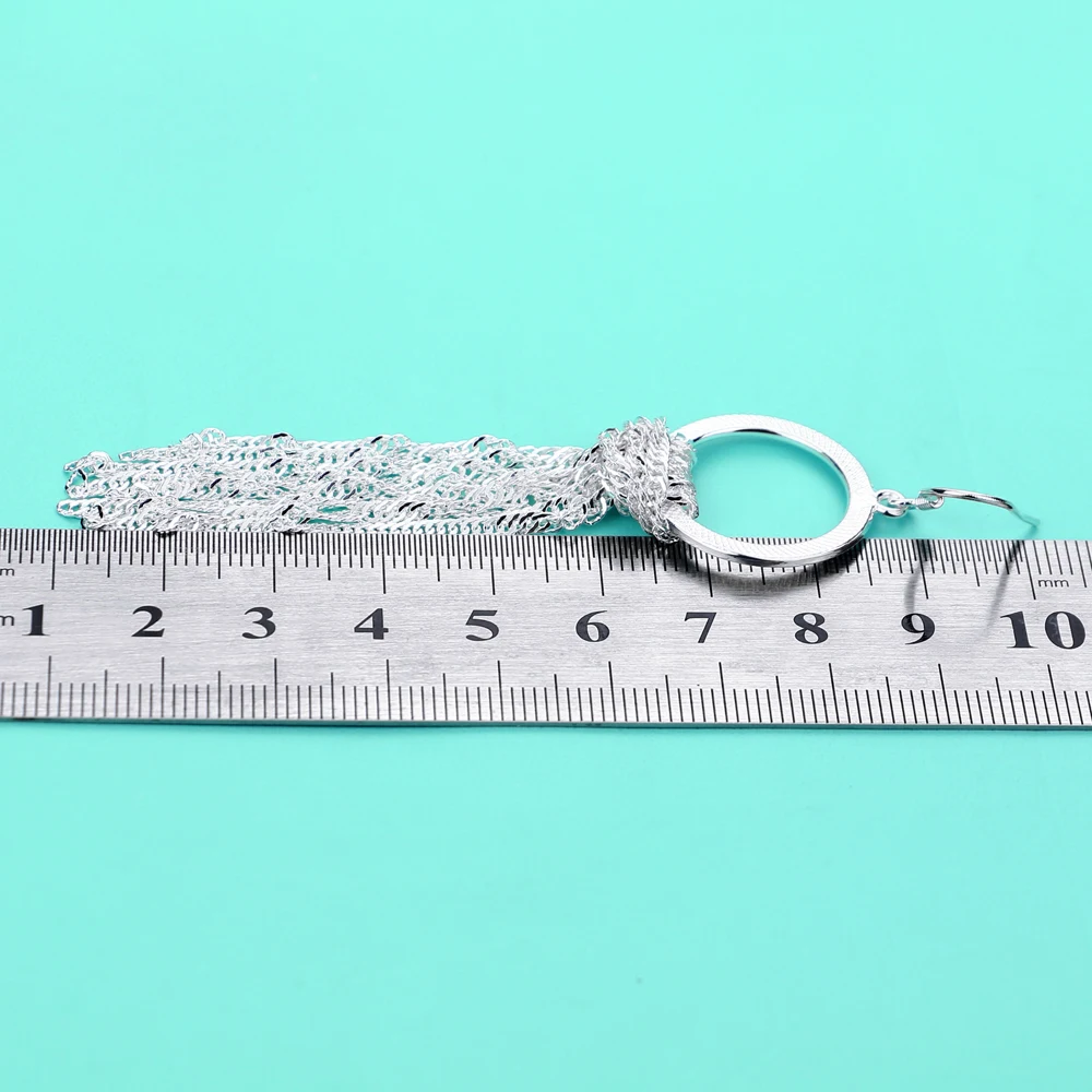 

Bohemian Style Women's 925 Silver Earrings Tassel Design Pendant Solid Silver Earrings Party Fine Jewelry Gifts