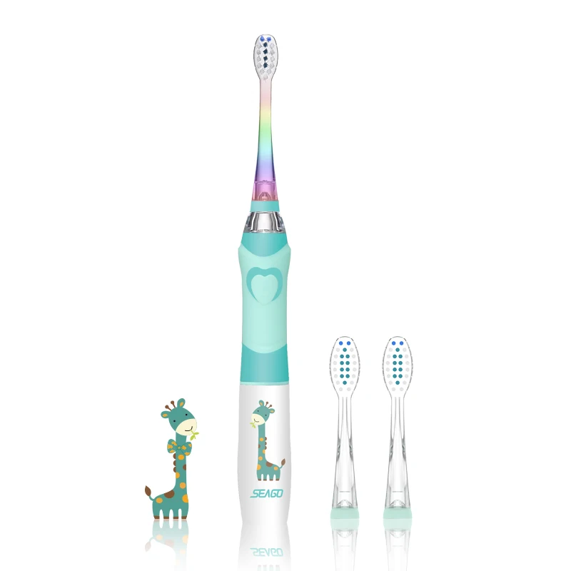 

SEAGO Sonic Electric Toothbrush kids Battery Cartoon with Colorful LED Waterproof Soft Oral Hygiene Massage Teeth Care SG977