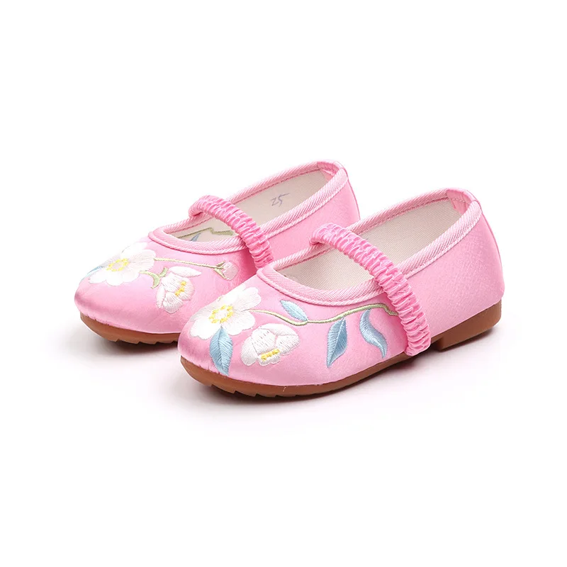 

Тканевые туфли с цветочной вышивкой в китайском стиле, детская обувь для маленьких девочек, обувь принцессы на мягкой подошве, обувь на плос...