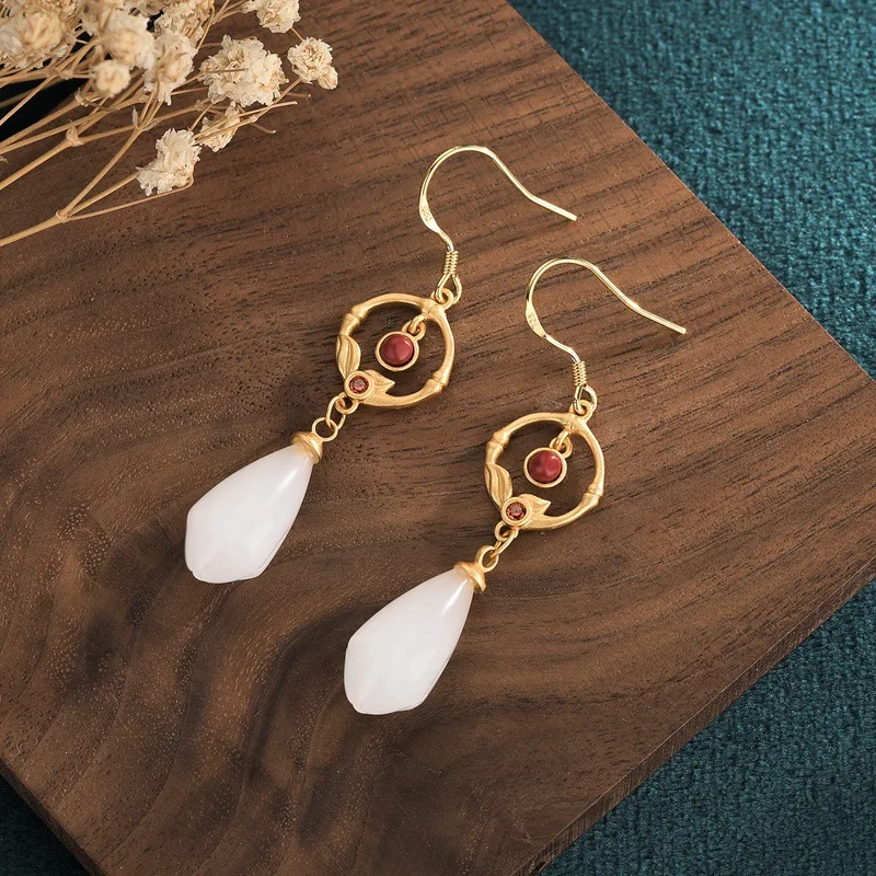 

Elegant Flower Chinese Ethnic Earrings for Women Vintage Statement Earrings Hanging Women's Accessories Flower Gift M4