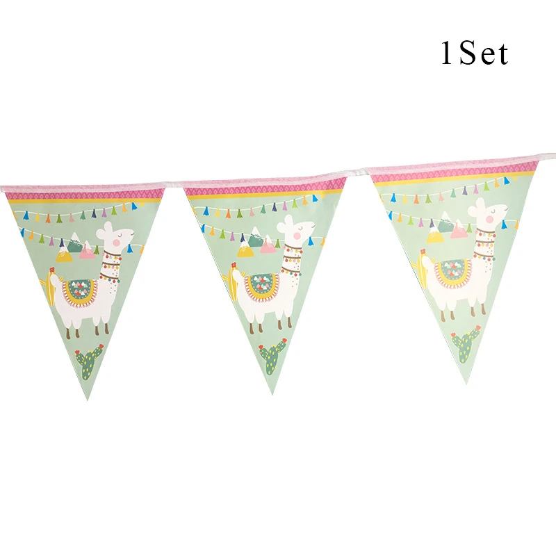 Pennant x 1set Новейшие Альпака лама кактус тема Декоративная скатерть для вечеринки бумажные чашки пластины баннеры шары для детей принадлежности для рождения детей - Цвет: Pennant x 1set