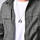 Ожерелье мужское в стиле панк с подвесками в виде квадрата и треугольника, длинное ожерелье для мужчин в стиле гранж, ювелирное изделие в стиле K-POP 2021