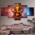 5 шт., индуийский Бог, Ганеша с космической планкой, гостиная, современная картина, печать, спальня, HD, домашний декор