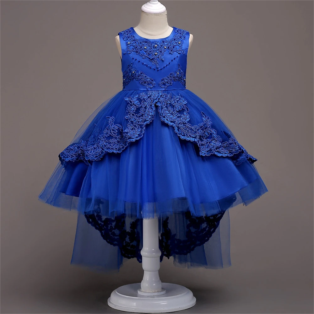 Boutique Girls Summer Floral Dress Princess Lace Embroidery Dresses for Teenage Diamond Tulle Trailing Eveving Party | Детская одежда и