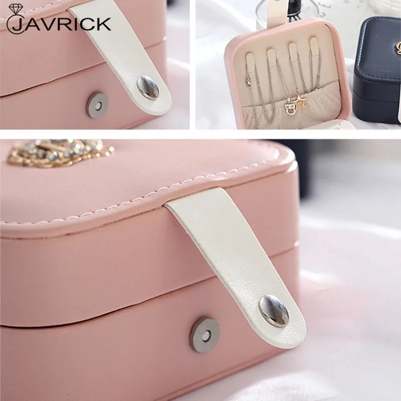 

Portable Travel Leather Jewelry Organizer Display Earrings Rings Necklace Storage Case Jewellery Box for Women Girls Gifts