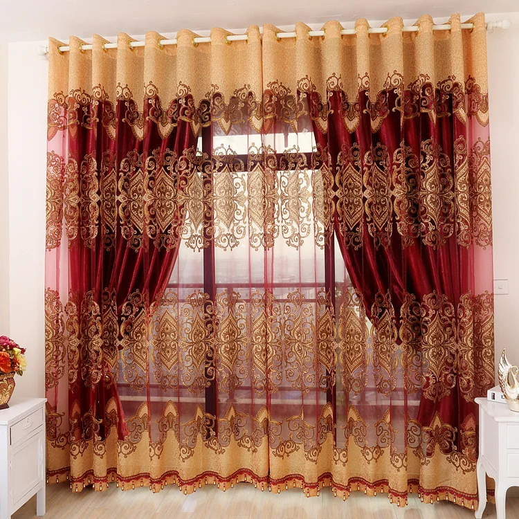 

2022 New European Style Simple Modern Red High-end Wedding Room Light Luxury Curtains Curtains for Living Dining Room Bedroom