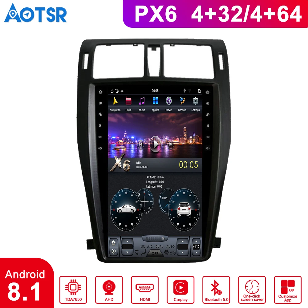 Автомобильный gps-навигатор Android 8 1 PX6 4G rom Tesla стиль для TOYOTA CROWN тринадцать 13