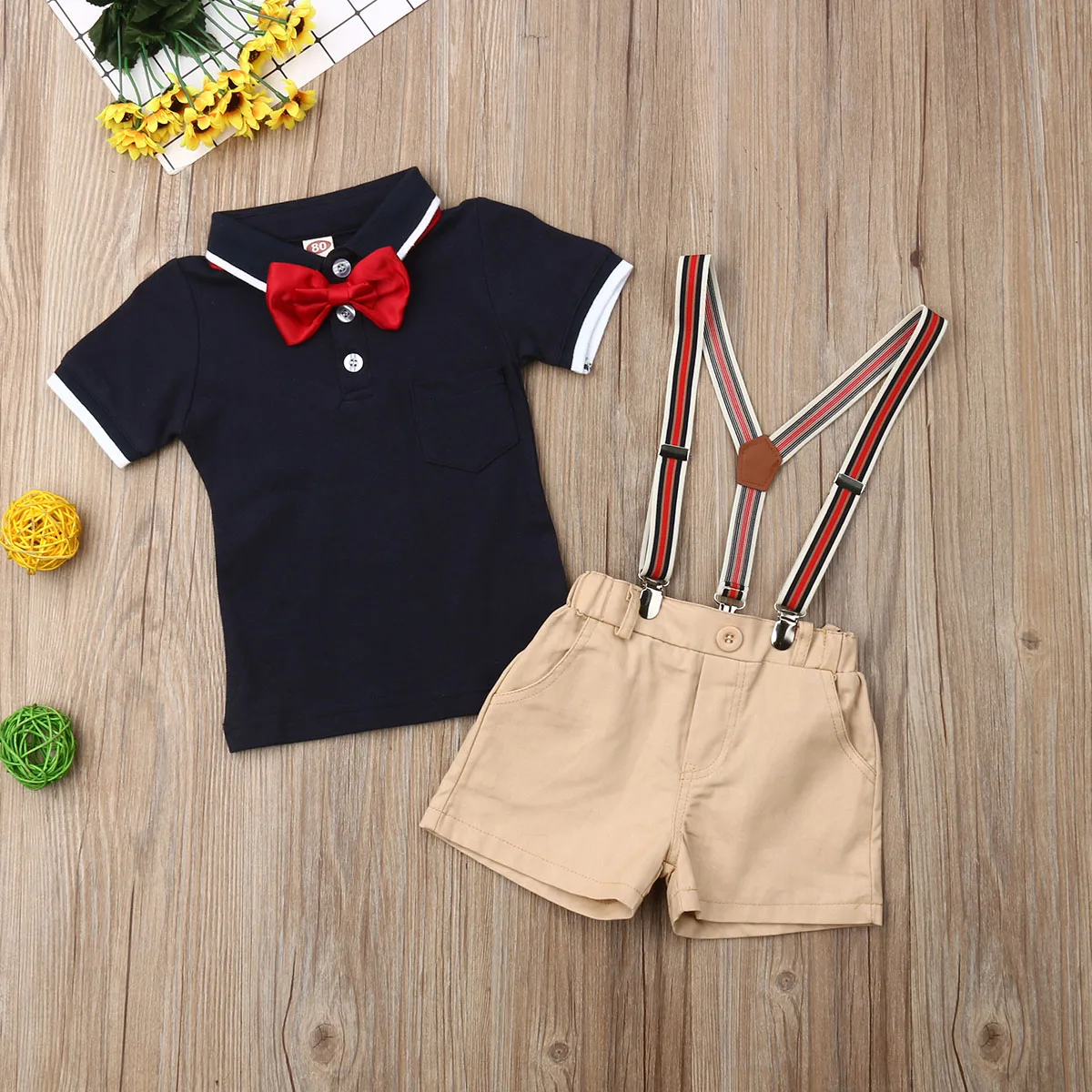 

Toddler Baby Kids Boy Outfits 2019 New Kids Gentleman Formal Suit Short Sleeve Tee Shirt Tops + Pants Summer Outfit 1-5T