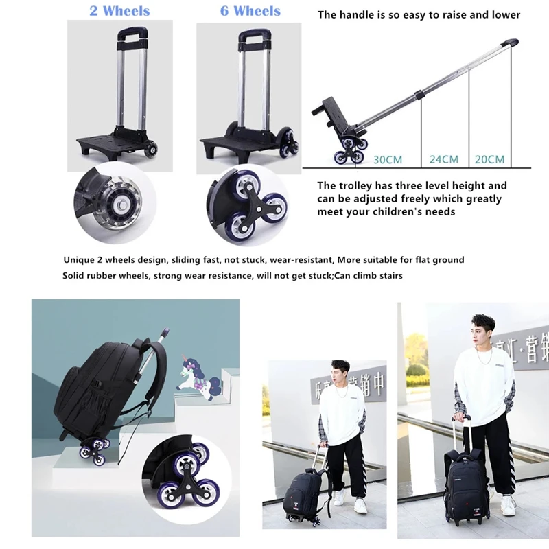 School Bags for Boys with wheels Trolley Schoolbag Kids' Luggage Rolling wheeled Backpack on wheels Child  Travel Luggage Bags