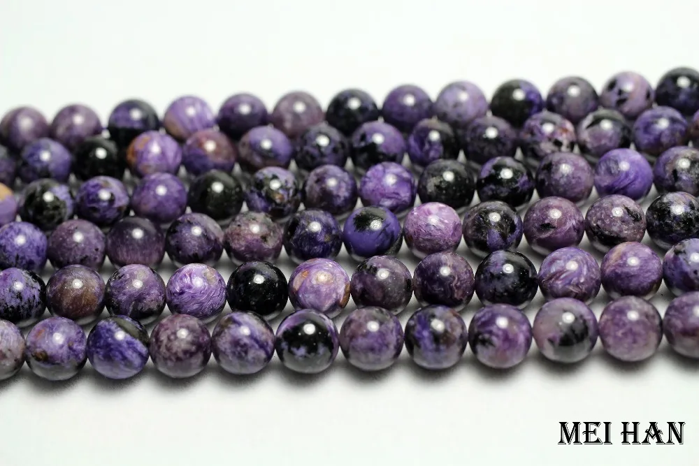 Meihan10 мм натуральный русский Чароит(40 бусин/комплект/54 г) Гладкий Круглый амулет со свободно насаженным бисером драгоценный камень для ювелирных изделий DIY