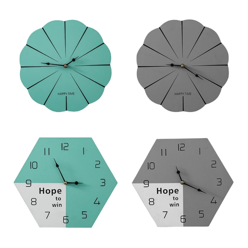 

Nordic Modern Simple Wall Clock Flower/Hexagon Shape Wooden Mute Clock Home Decoration for Kitchen Living Room Bathroom