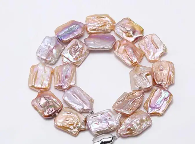 Ювелирные изделия Жемчужное ожерелье Бесплатная доставка 16.5x25-17x25 мм Светло