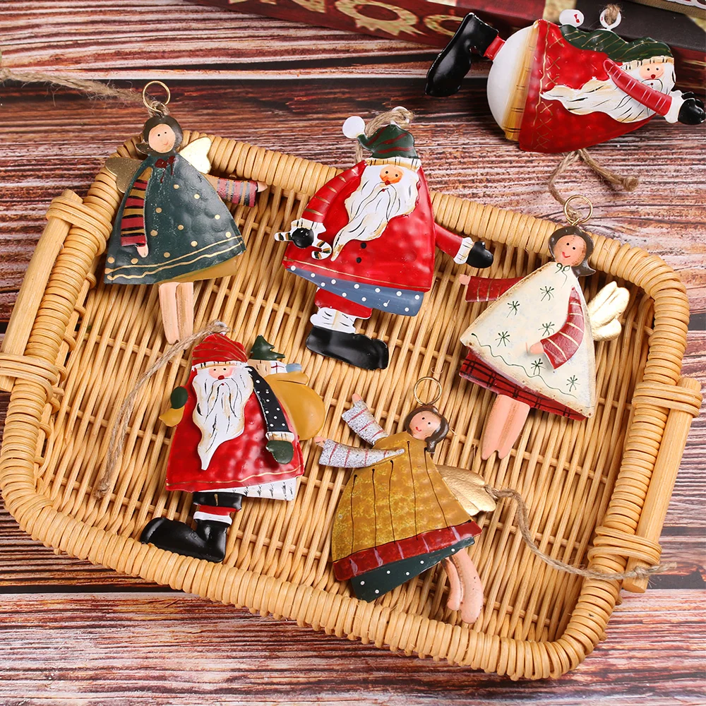 

2022 New Year Metal Angel Christmas Ornaments Pendants Hanging Gifts Xmas Tree Decor Home Decoration Festival Supply Gifts