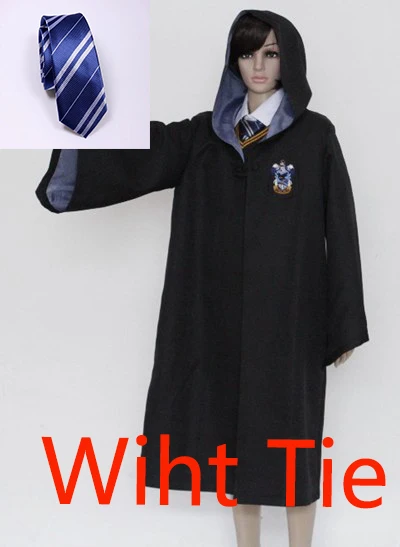 Гарри Поттер Мантия волшебника плащ с галстуком шарф палочка очки Ravenclaw Гриффиндор Hufflepuff Слизерин Поттер Гермиона халат подарок на Хэллоуин - Цвет: Ravenclaw With tie