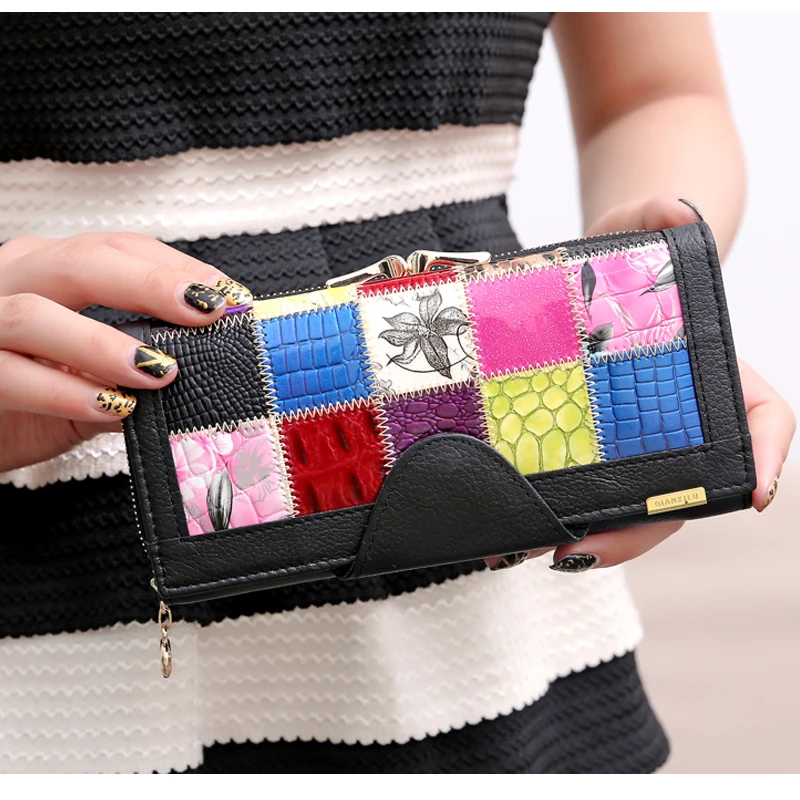 Женский кошелек из натуральной кожи в 3 сложения женский клатч дорожный Portefeuille