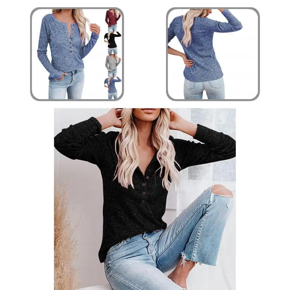 

Chic Tunic Top Long Sleeve Solid Color Knit Slim Fitting Tee Top Sweater Shirt Tunic Top