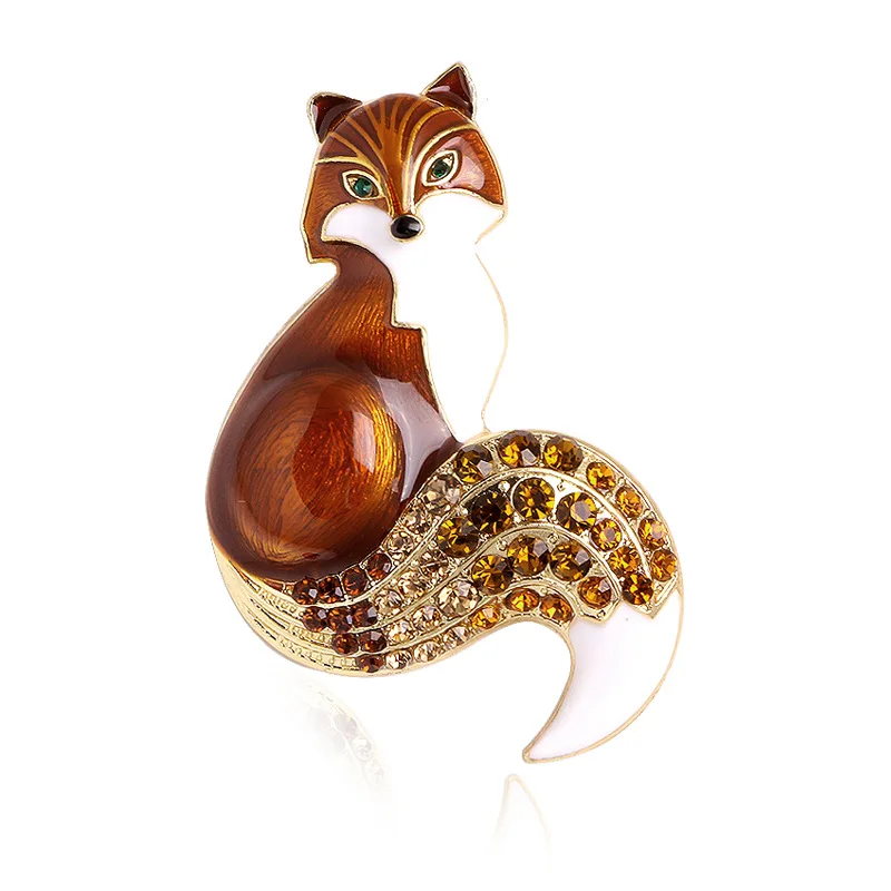 

Cute Animal Enamel Fox Brooches For Women Zircon Party Causal Fashion Jewelry Brooch Pins Gifts Bijoux Femme Accessories