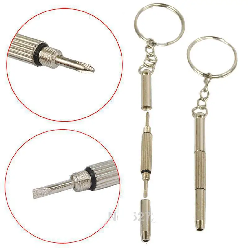

1 Pc Car Keychain Ring Glasses Multi-functional Three In One Portable Screwdriver Key Chain Maintenance Tool
