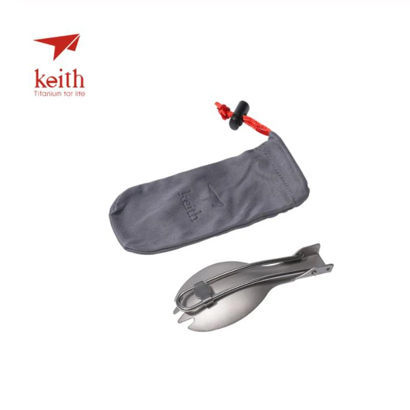 Портативная Складная ложка вилка Keith Titanium дорожные столовые приборы для кемпинга