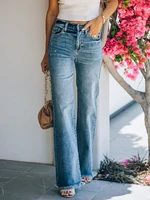woman jeans high waist clothes wide leg denim clothing blue streetwear vintage quality 2021 fashion harajuku straight pants