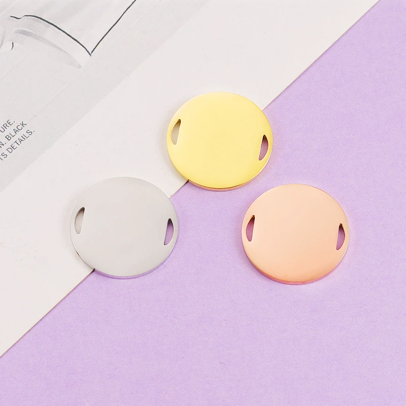 

20Pcs/Lot 20mm Round Blank Connector Charms Mirror Polish Stainless Steel Charms For DIY Making Necklace Braid Bracelets Jewelry