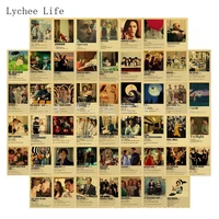 lychee life 50pcs retro figures scrapbooking paper poster wall art print canvas painting picture for living room decoration