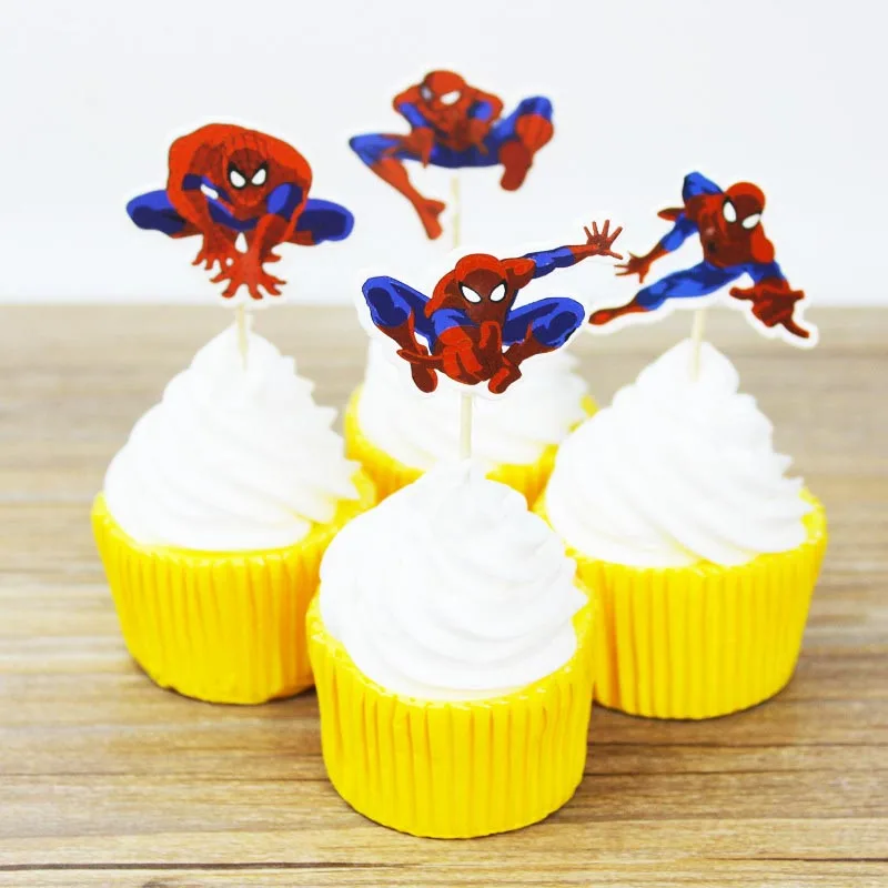 24 шт./компл. &quotЧеловек паук&quot торт Топпер Палочки для ношения с обувью вечерние