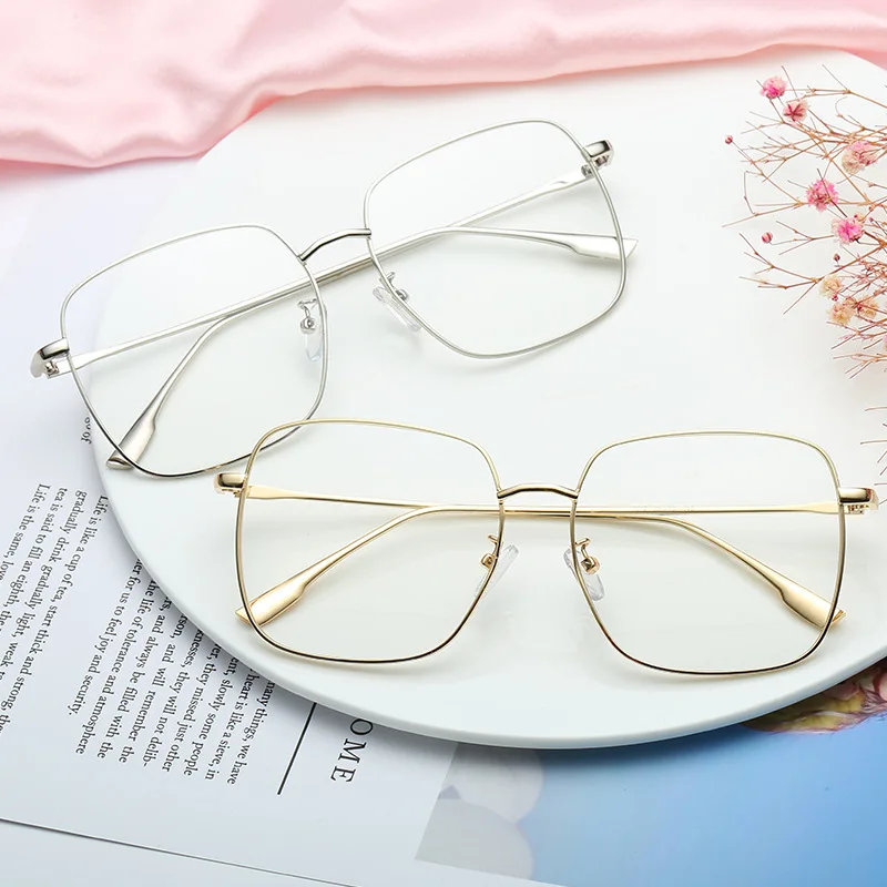 

Модные очки с большой оправой винтажные квадратные очки оптические линзы для женщин и мужчин металлические оправы для очков
