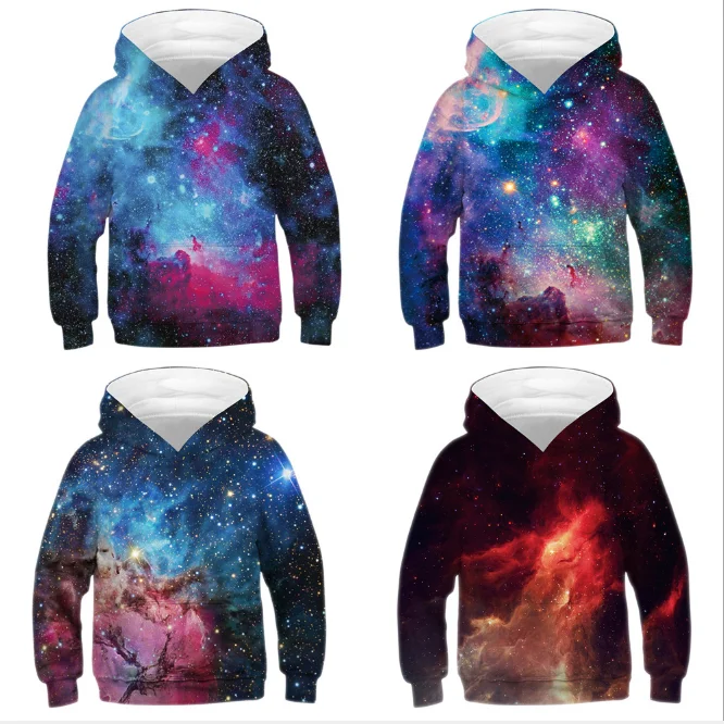 

От 3 до 12 лет 3D с принтом звездного неба для мальчиков толстовки с капюшоном для подростков, для новорожденных мальчиков, куртки с капюшоном на осень, свитер для девочек Детская одежда; Одежда для мальчиков пуловеры с длинными рукавами для детей