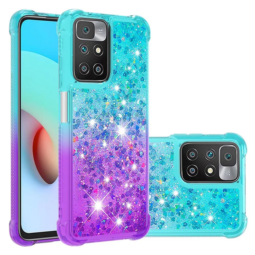 

Разноцветный чехол с блестками и зыбучим песком для Xiaomi Redmi Note 10S, Чехлы, ударопрочный бампер из ТПУ, защитный чехол для Redmi Note10 4G, чехол
