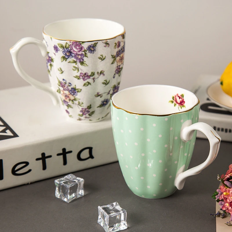 

The bone China cups large capacity 420 ml creative pastoral office flower tea cups milk cup ceramic coffee cup of water, coffee