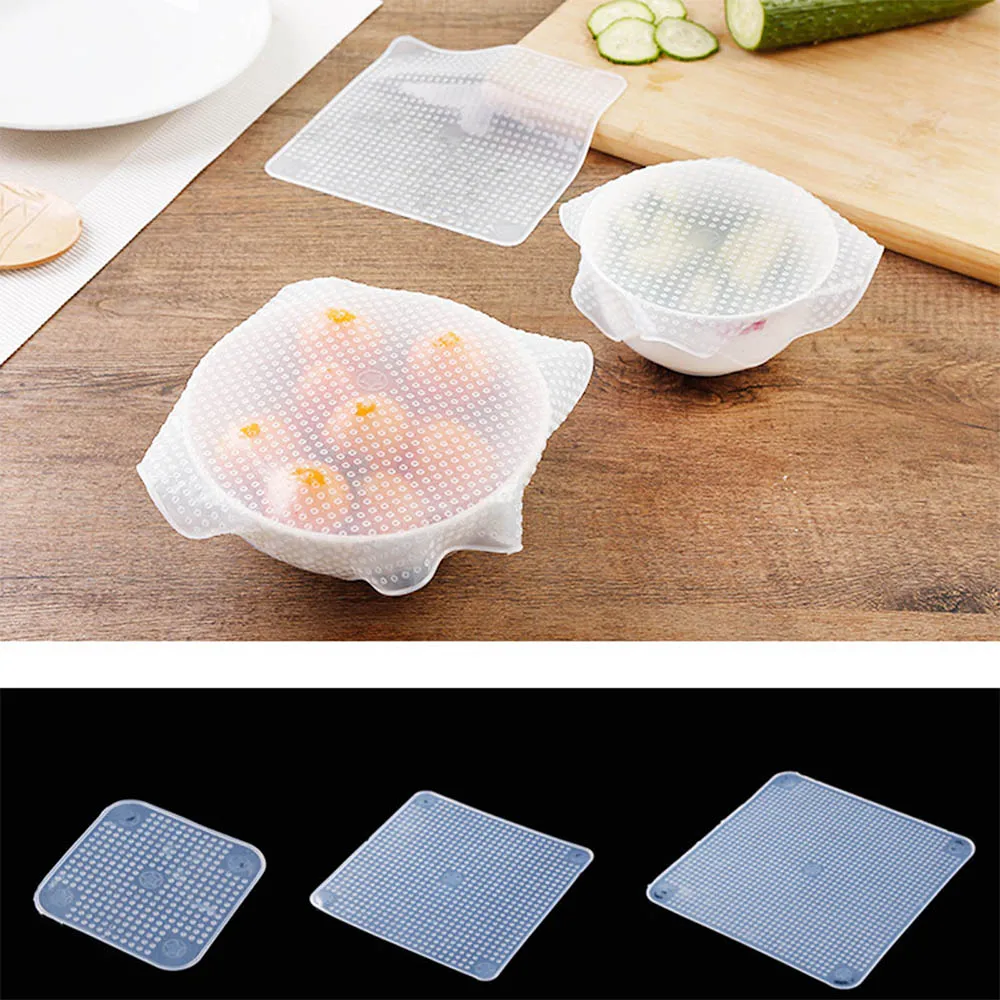 

2PCS Adaptable Silicone Lids Reusable Silicone Fresh-keeping Cover Bowl Food Wrap Seal Vacuum Stretch Lid Food Caps For Kitchen