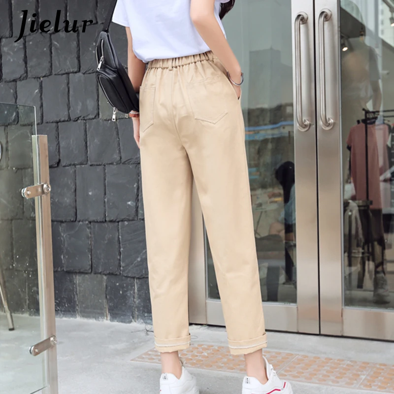 Брюки-карго Jielur женские свободные повседневные однотонные штаны с завышенной