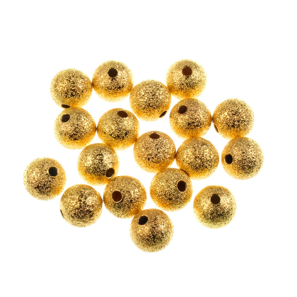 Golden 100 шт Круглые Медные Бусины с матовой звездной пылью для ювелирных изделий, свободные разделители для браслетов и ожерелий, аксессуары для изготовления ювелирных изделий своими руками - Цвет: Golden