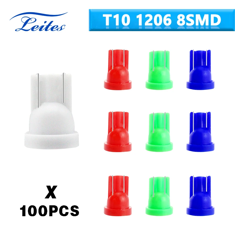 

100 шт. T10 Светодиодная лампа 1206 3020 8SMD красная Автомобильная фара W5W 194 168 192 клиновидный сверхъяркий габаритный дизайн лицензии для парковки вн...