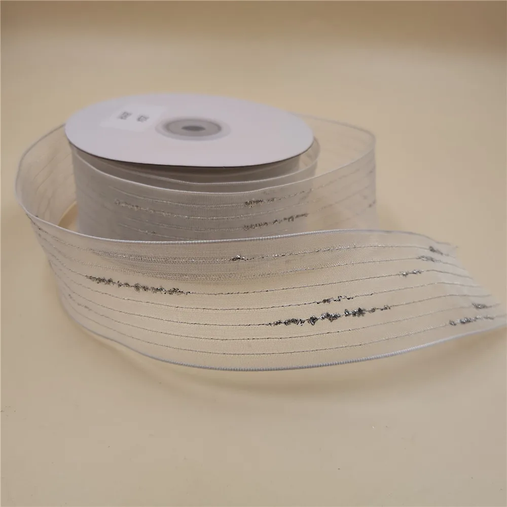 Лента из органзы с люрексом 38X25 ярдов 1-1/2 дюйма