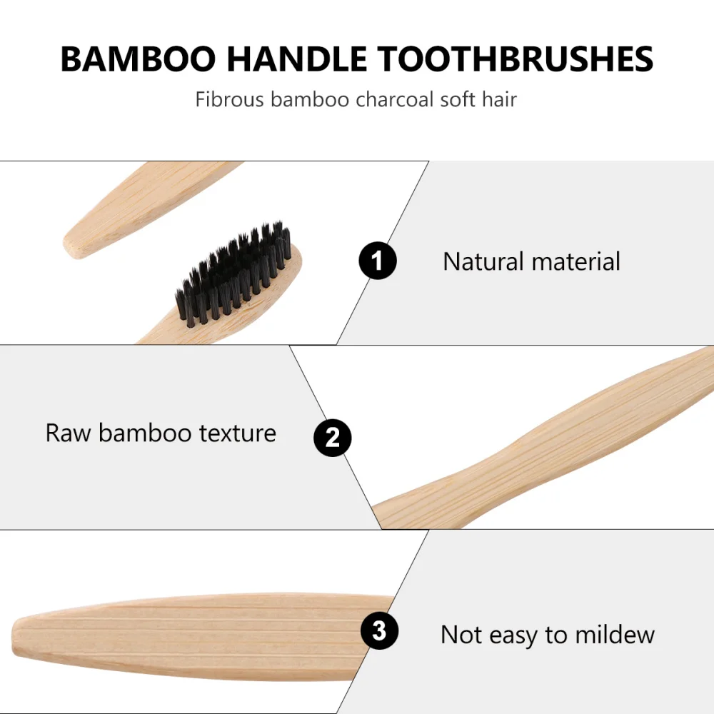 

10 Pcs Bamboo Fiber Toothbrushes Eco-friendly Toothbrushes for Travelling